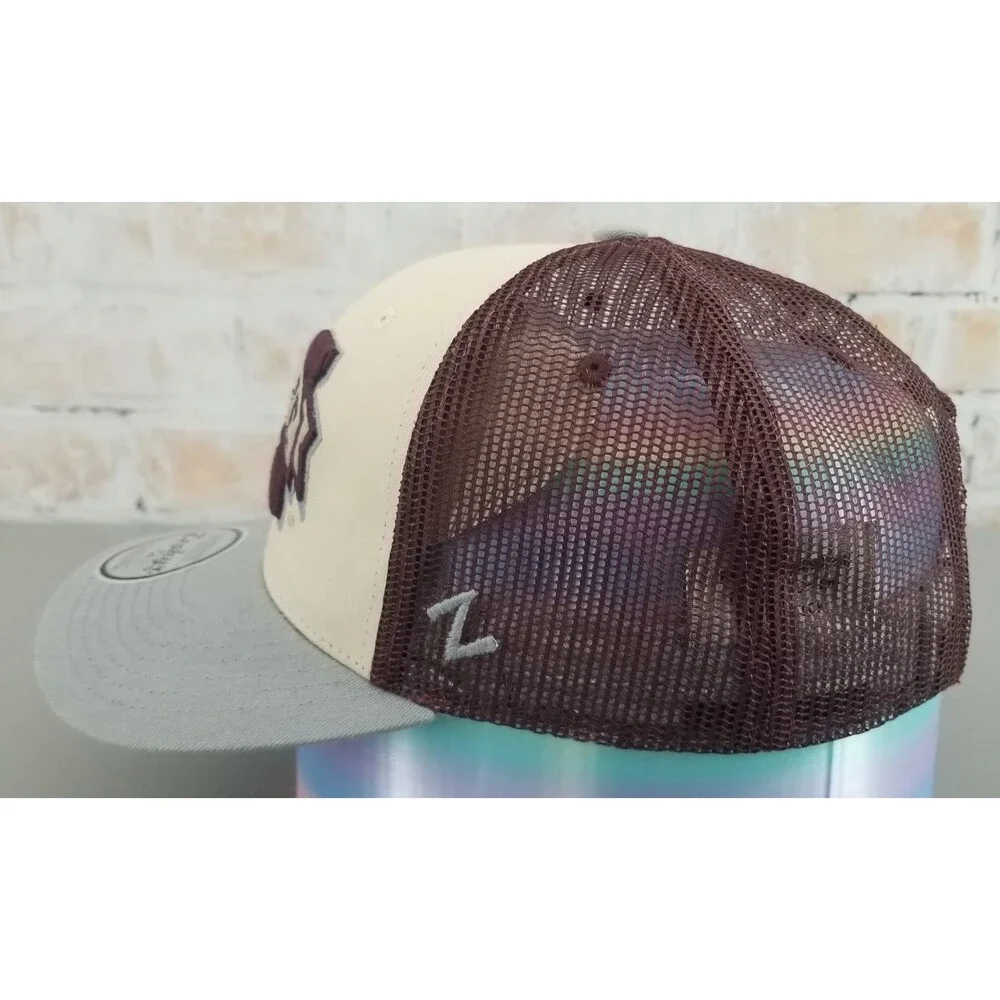 NWT Zephyr Mississipi State Bulldogs Beige/Red Snapback Hat/Cap Mesh
